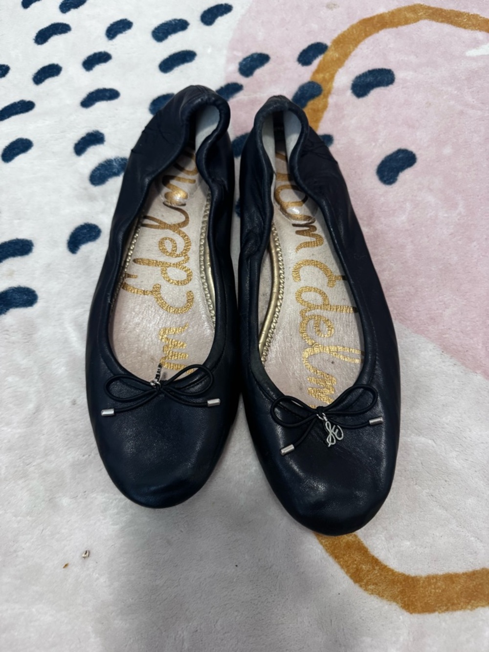 Sam Edelman Black Leather Bow Ballet Flats